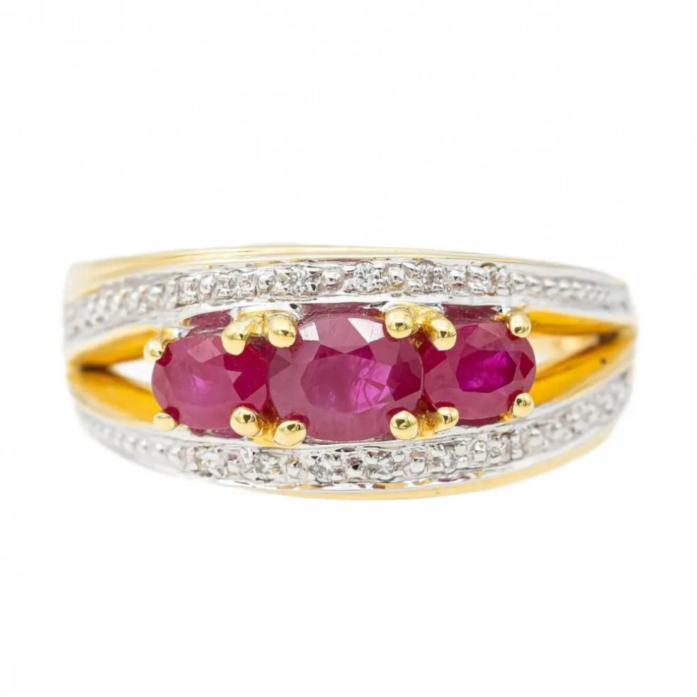 Bague Bandeau Or jaune Rubis