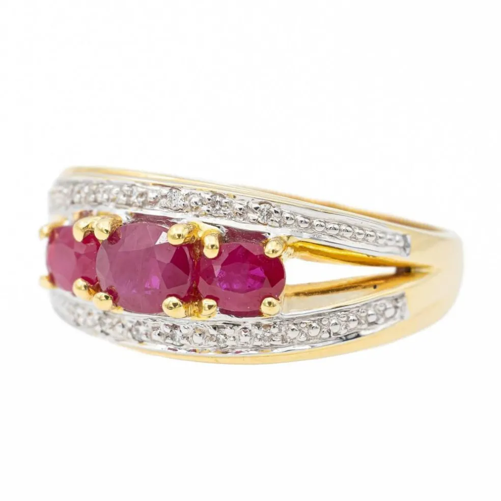 Bague Bandeau Or jaune Rubis