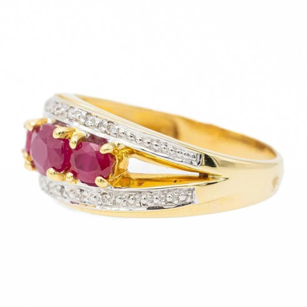 Bague Bandeau Or jaune Rubis