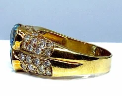 Bague bandeau Or jaune Topaze Diamants