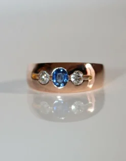 Bague Bandeau Or Rose Saphir Et Diamants
