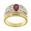 Bague bandeau rubis diamants