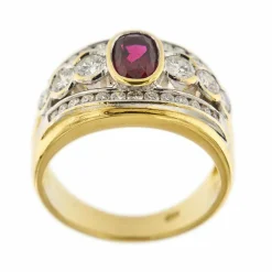 Bague bandeau rubis diamants