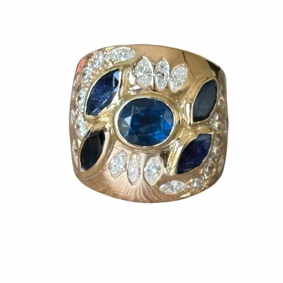 Bague bandeau saphirs diamants