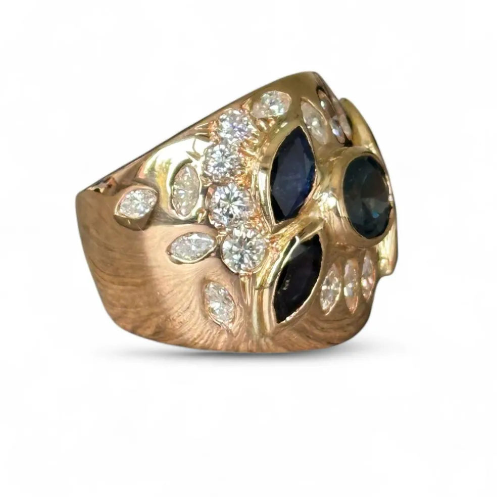 Bague bandeau saphirs diamants