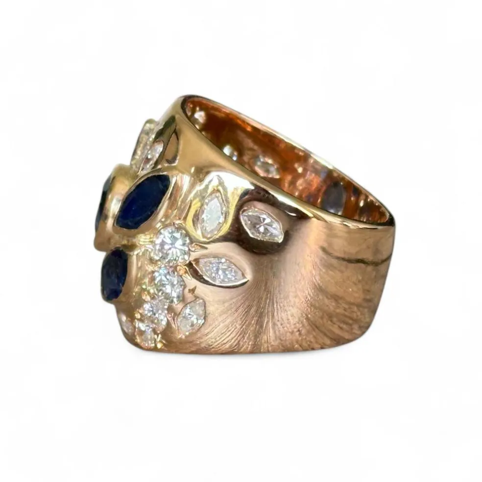 Bague bandeau saphirs diamants
