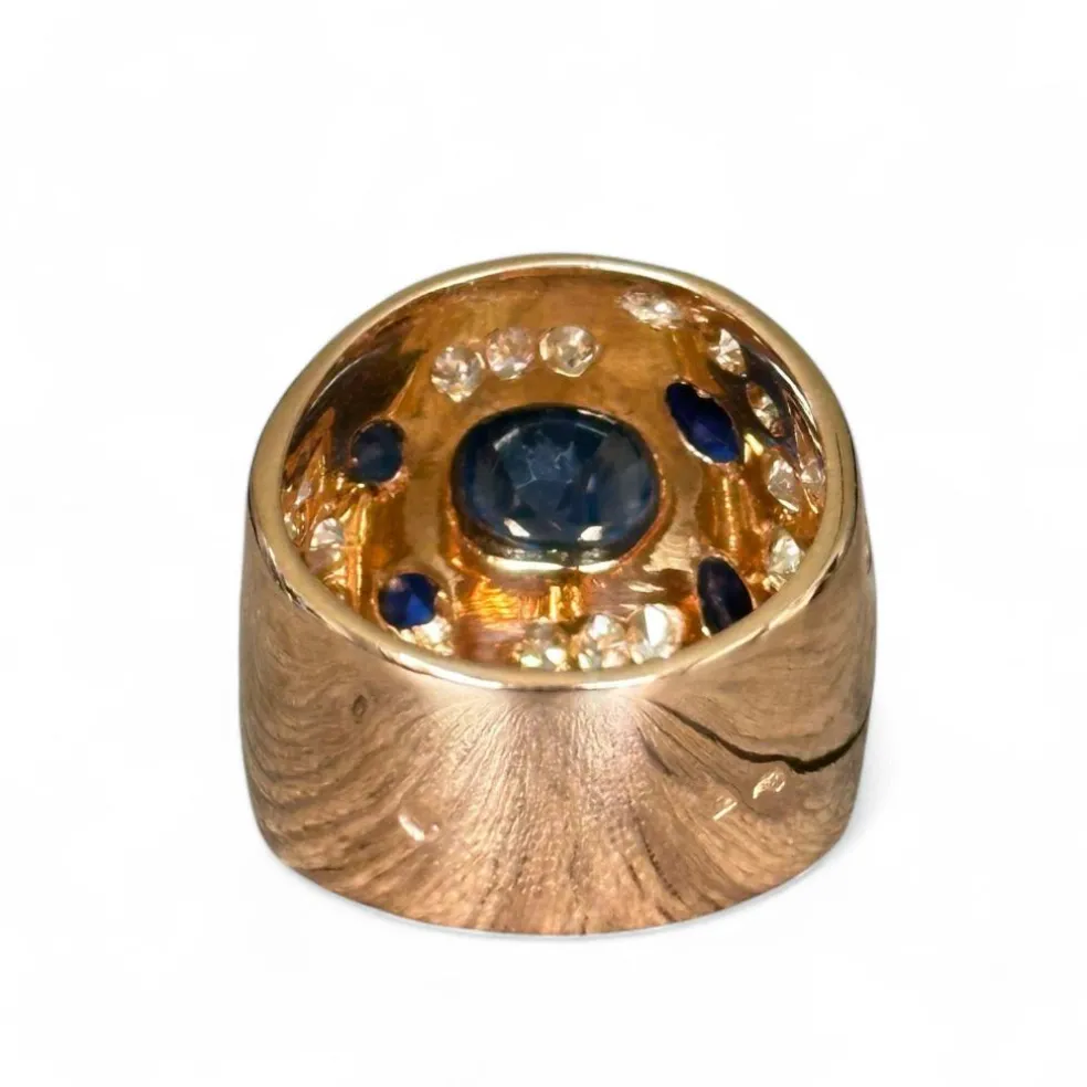 Bague bandeau saphirs diamants