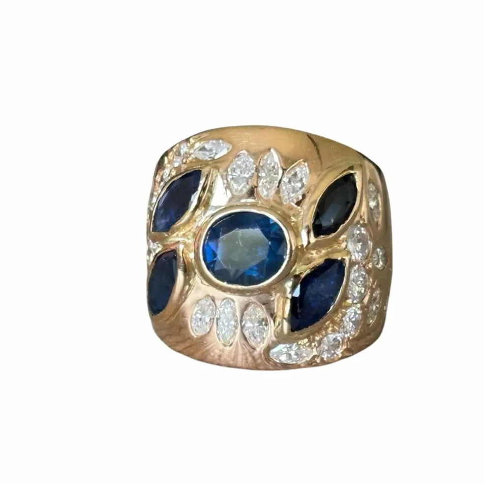 Bague bandeau saphirs diamants