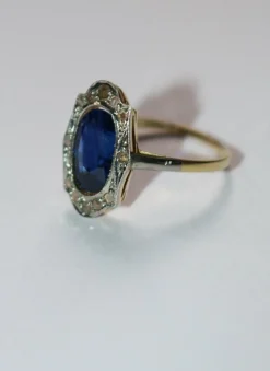 Bague Belle Epoque saphir naturel non chauffé