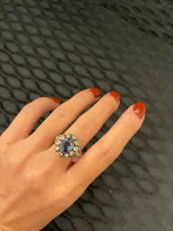 Bague Belle Époque Or Diamant Saphir