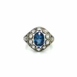 Bague Belle Époque Or Diamant Saphir