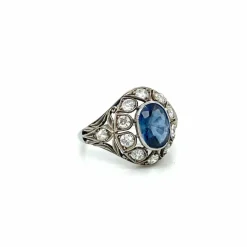 Bague Belle Époque Or Diamant Saphir