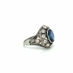 Bague Belle Époque Or Diamant Saphir