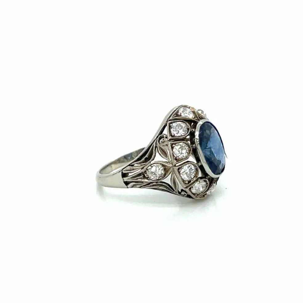 Bague Belle Époque Or Diamant Saphir