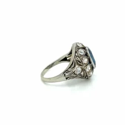 Bague Belle Époque Or Diamant Saphir