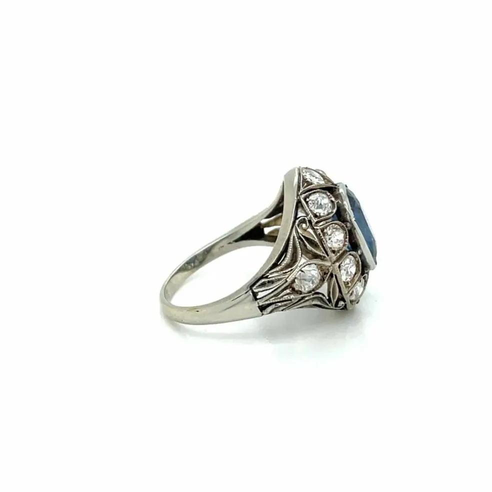 Bague Belle Époque Or Diamant Saphir