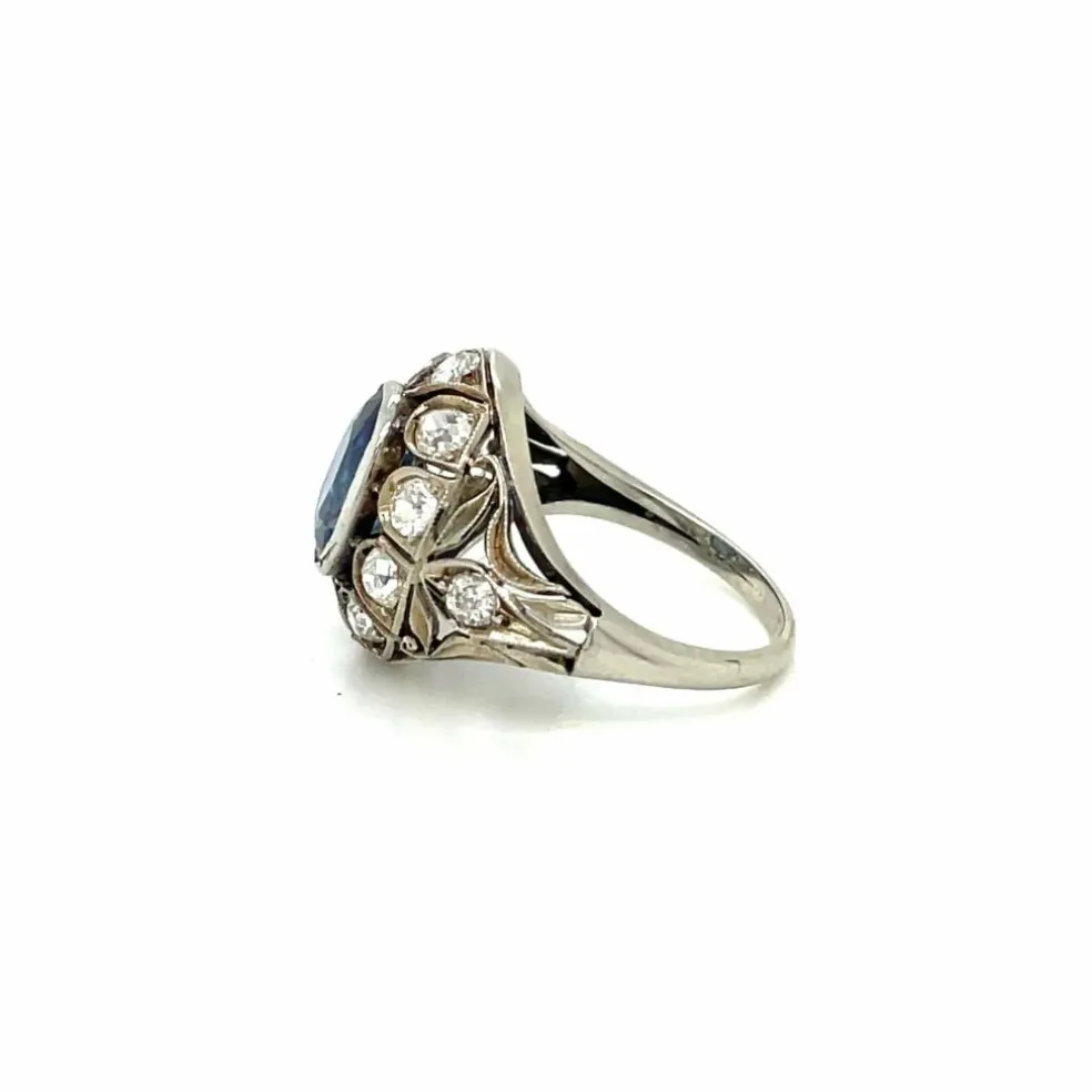 Bague Belle Époque Or Diamant Saphir