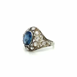 Bague Belle Époque Or Diamant Saphir