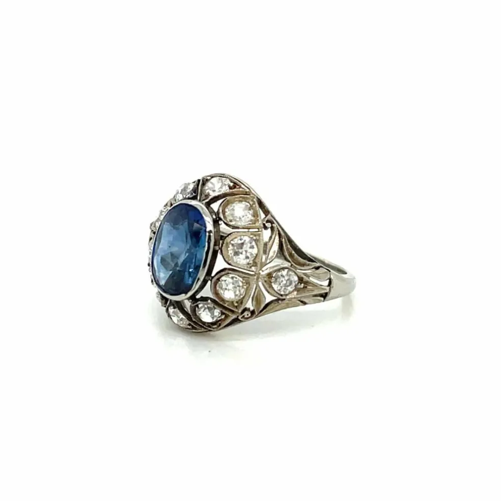 Bague Belle Époque Or Diamant Saphir