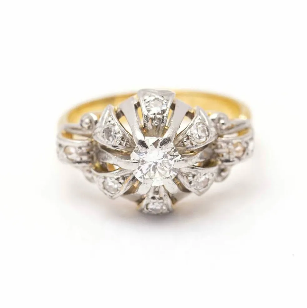 Bague Belle Époque Or jaune Platine Diamants