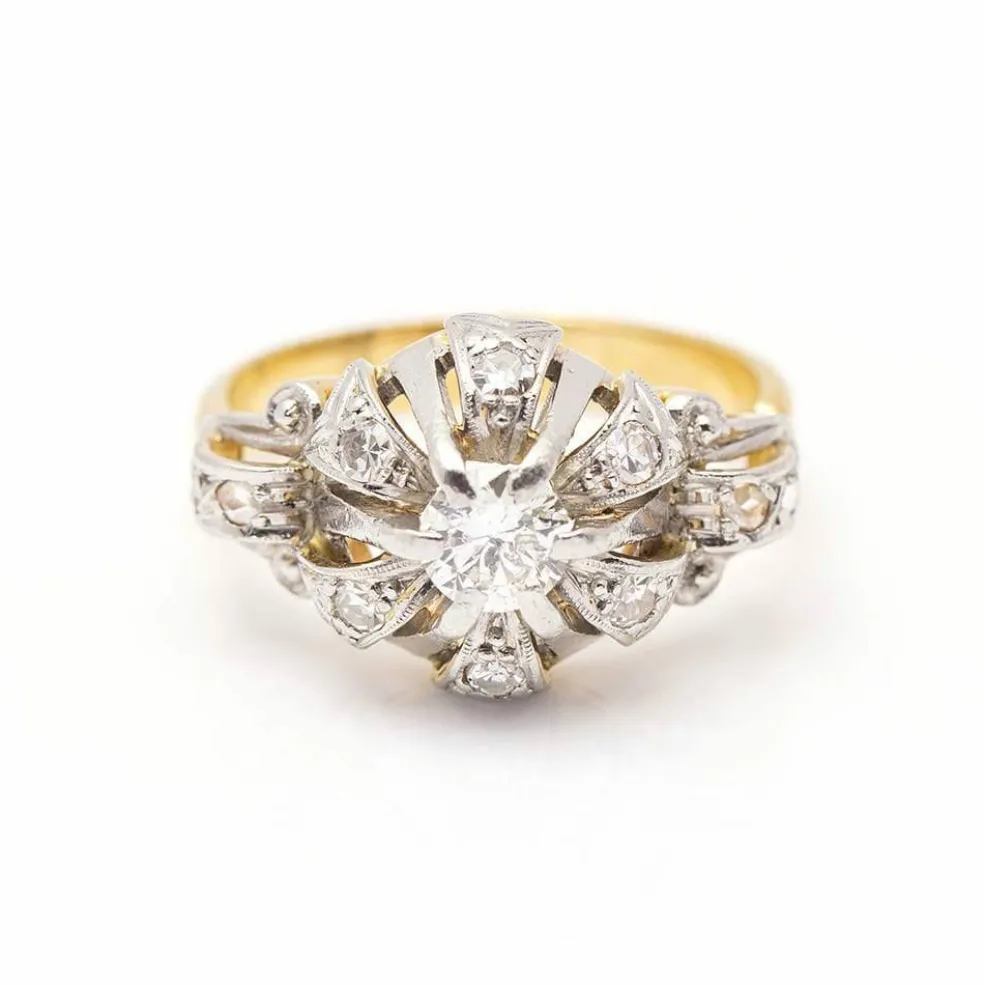 Bague Belle Époque Or jaune Platine Diamants