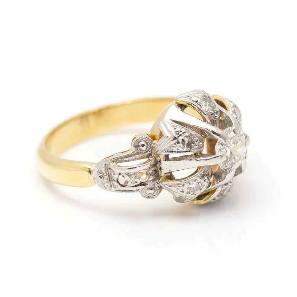 Bague Belle Époque Or jaune Platine Diamants