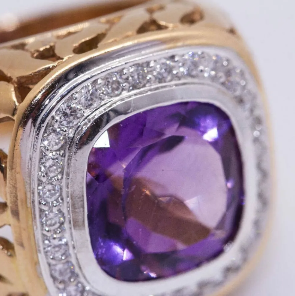 Bague bicolore AMÉTHYSTE avec diamants