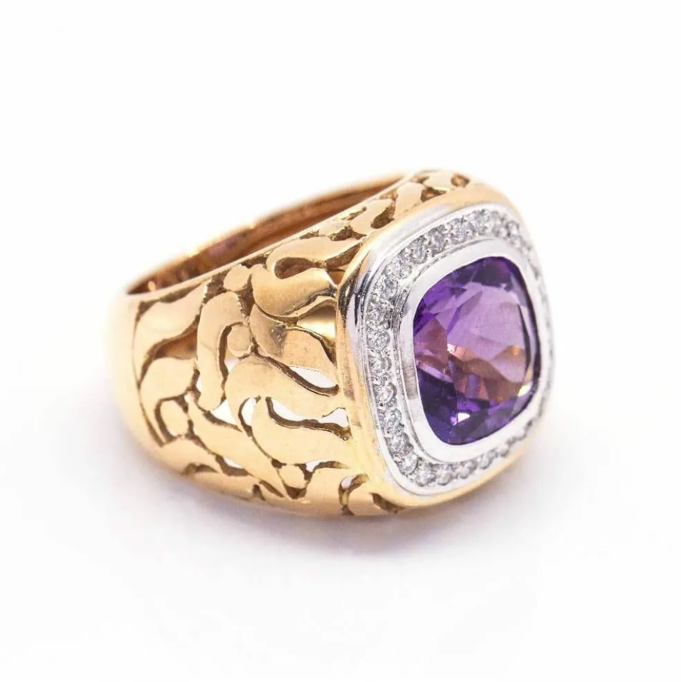 Bague bicolore AMÉTHYSTE avec diamants