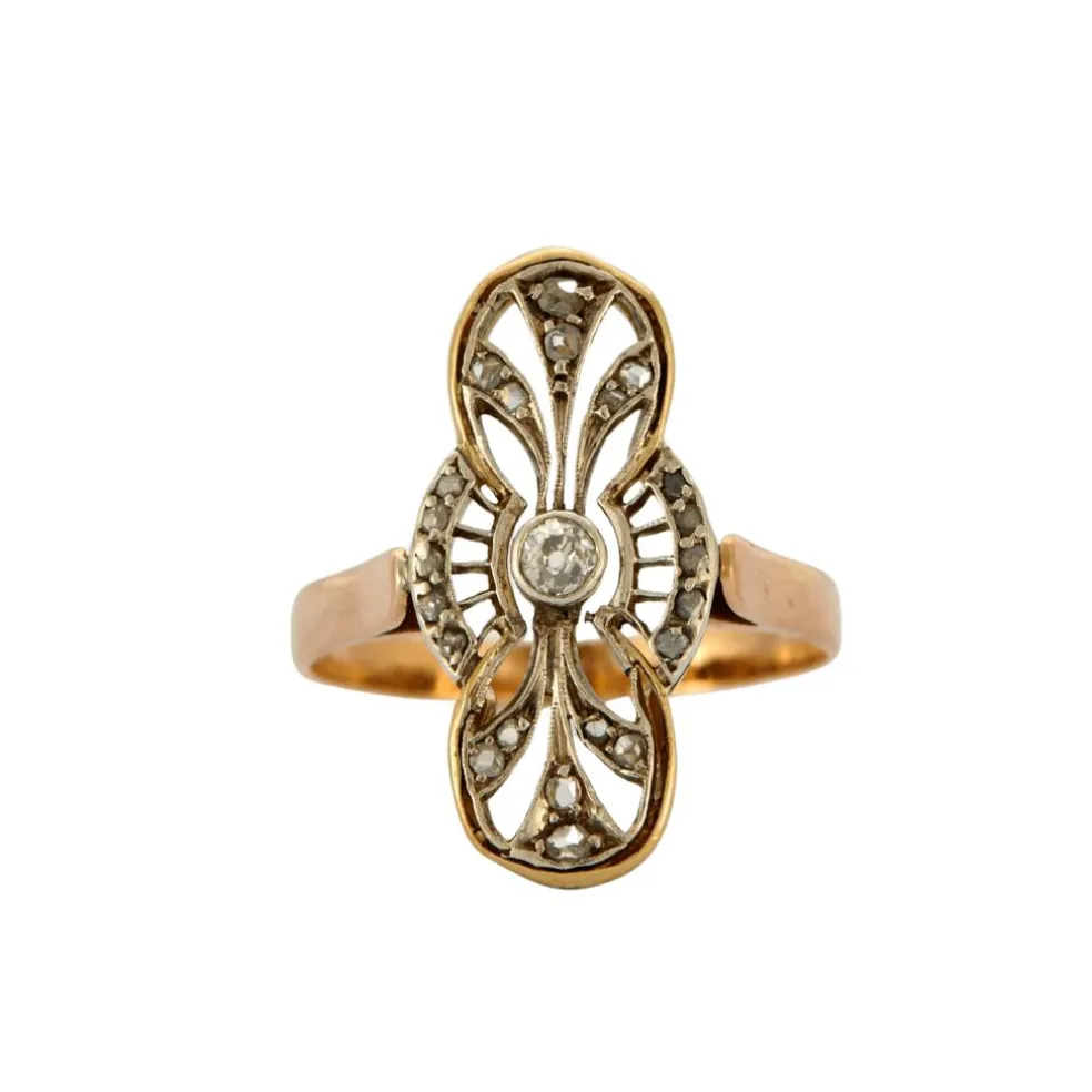 Bague Bicolore Motif Polylobé Diamants