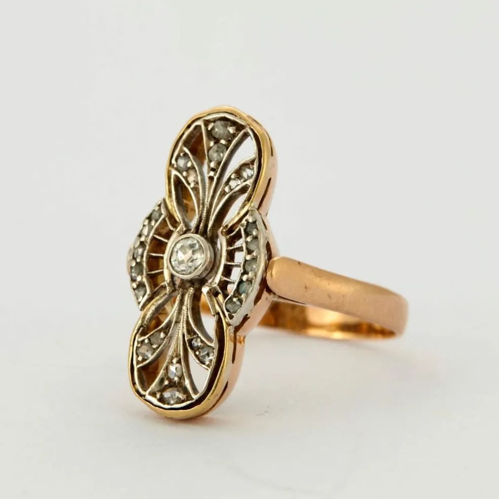 Bague Bicolore Motif Polylobé Diamants