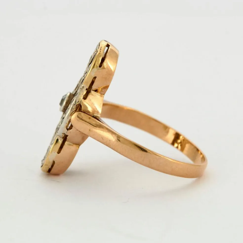 Bague Bicolore Motif Polylobé Diamants