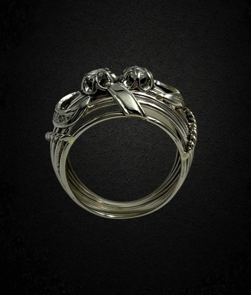 Bague bombée "mille fili" avec diamants, années 1950