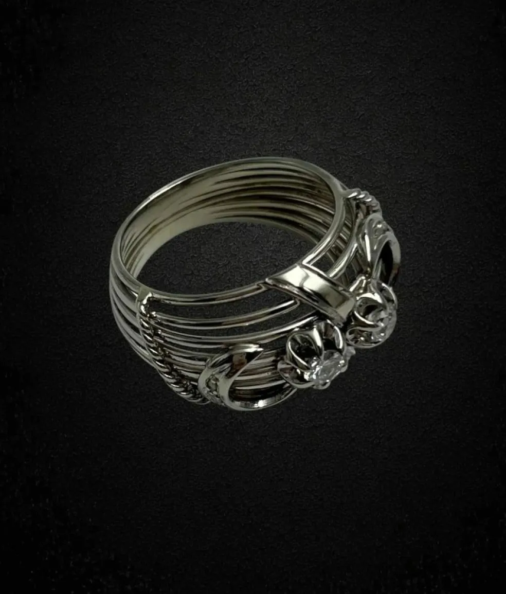 Bague bombée "mille fili" avec diamants, années 1950