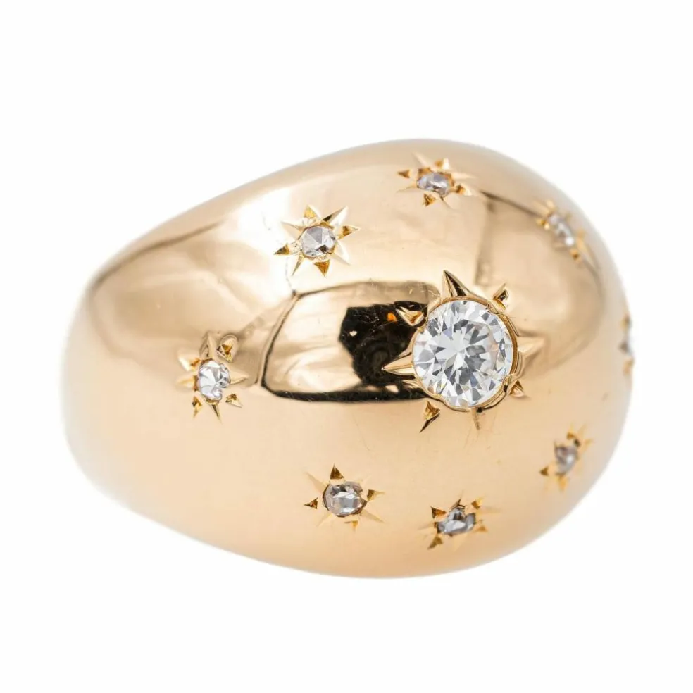 Bague Bombée Or rose Diamant