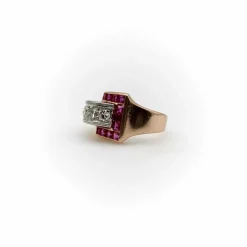 Bague boucle en or diamant et rubis