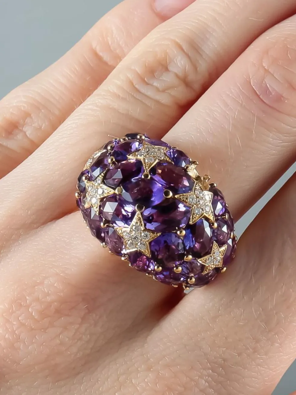 Bague Boule Améthystes