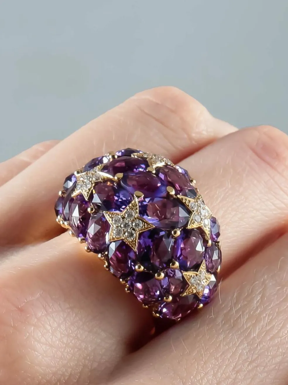 Bague Boule Améthystes