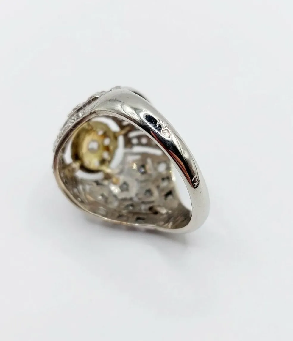 Bague boule Art Déco or blanc, diamant taille rose (circa 1920)