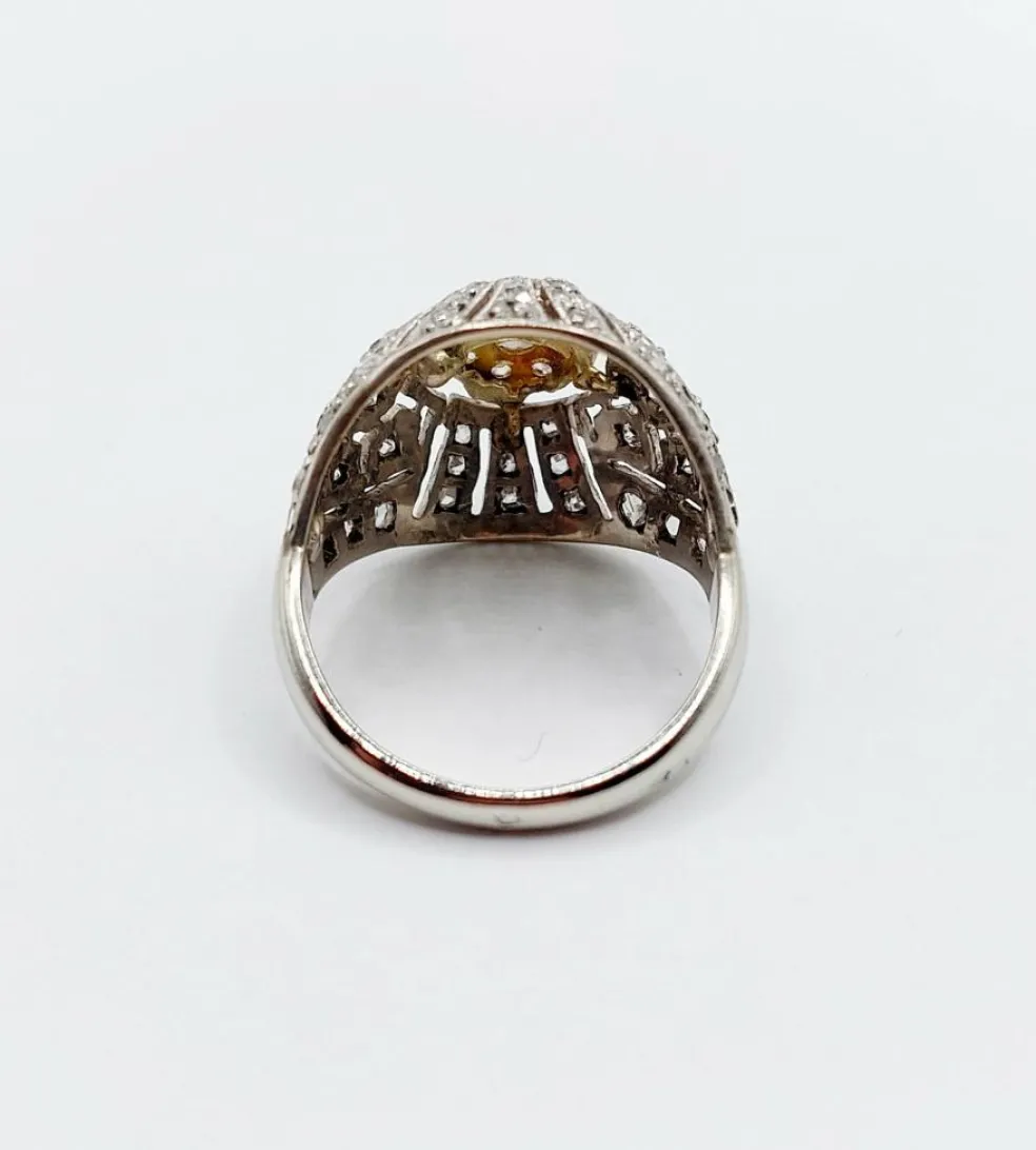 Bague boule Art Déco or blanc, diamant taille rose (circa 1920)
