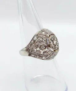 Bague boule Art Déco or blanc, diamant taille rose (circa 1920)