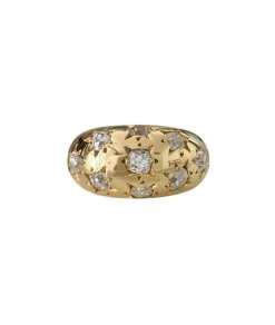 Bague boule constellation or jaune et diamants