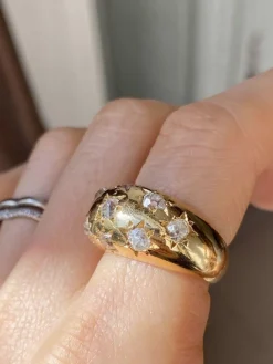 Bague boule constellation or jaune et diamants