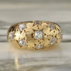 Bague boule constellation or jaune et diamants