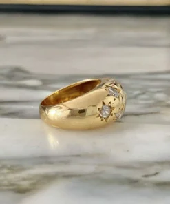 Bague boule constellation or jaune et diamants