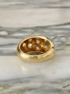 Bague boule constellation or jaune et diamants