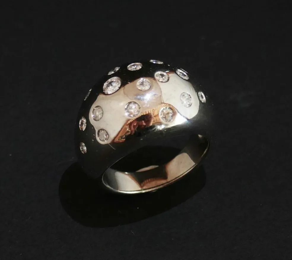 Bague Boule Diamants, Or Blanc