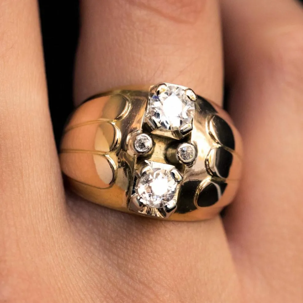 Bague boule duo de diamants