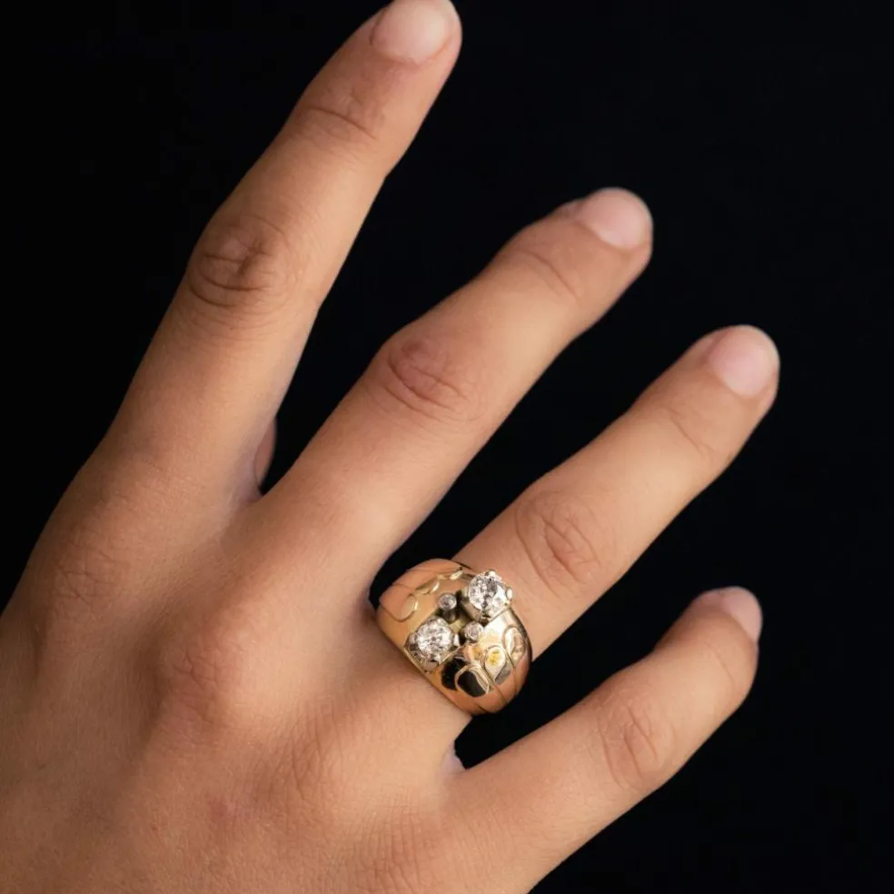 Bague boule duo de diamants