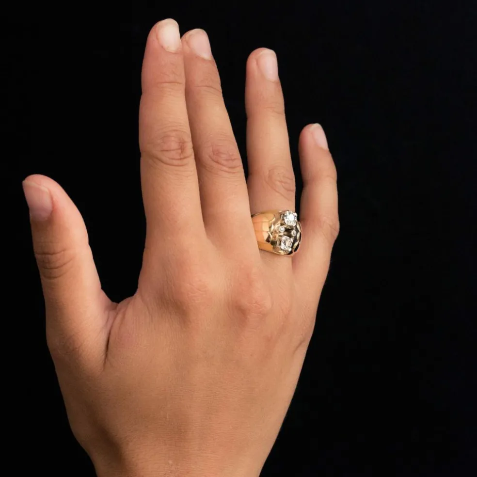 Bague boule duo de diamants