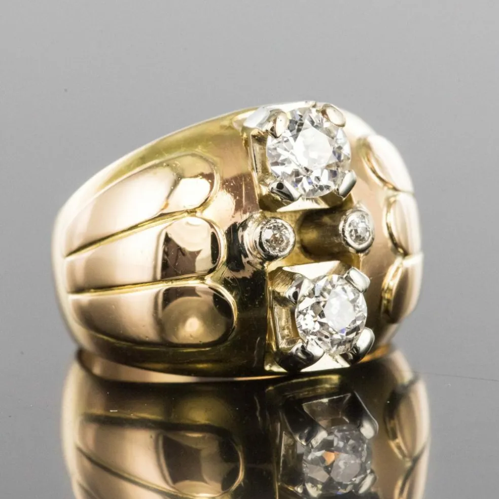 Bague boule duo de diamants